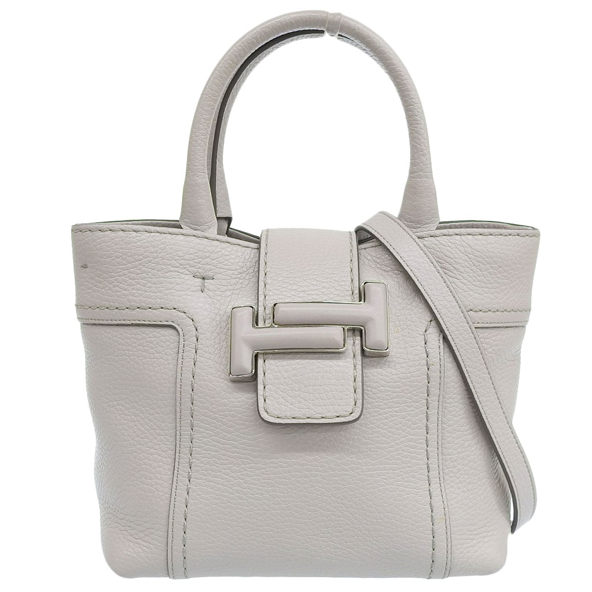 トッズ TOD'S 2WAY トート ショルダーバッグ 型押しレザー オフホワイト レディース  8998