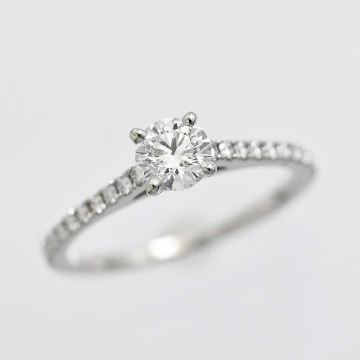 デビアス DE BEERS PT950 プラチナ ダイヤ0.35ct F VS1 ソリテール リング 8号 レディース  3379