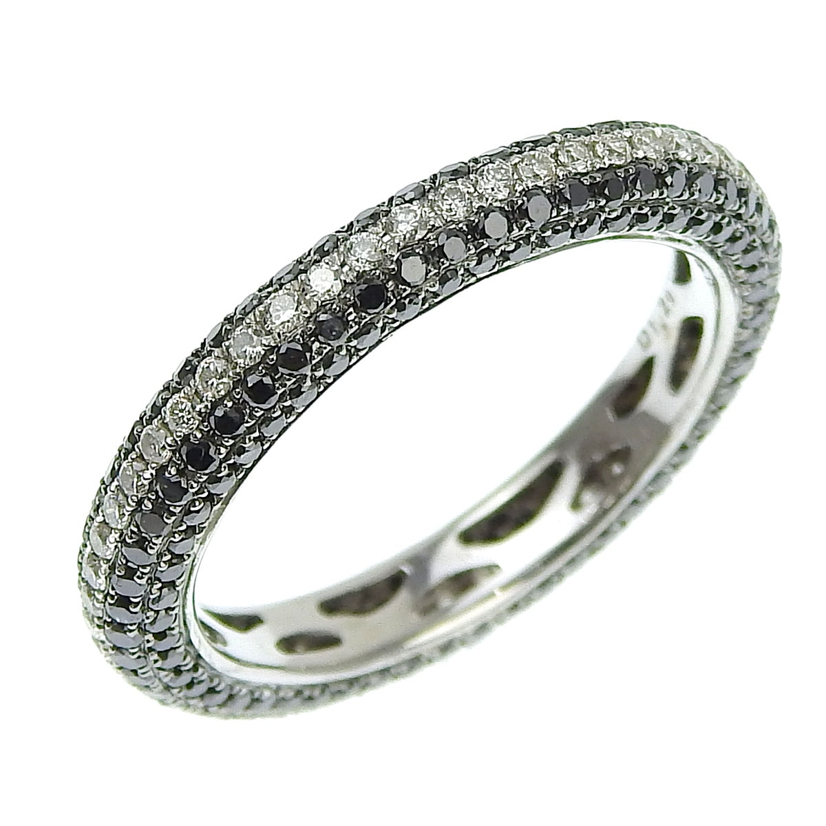 K18WG ホワイトゴールド ブラックダイヤモンド ダイヤモンド 1.29ct リング 指輪 14号 レディース 4091