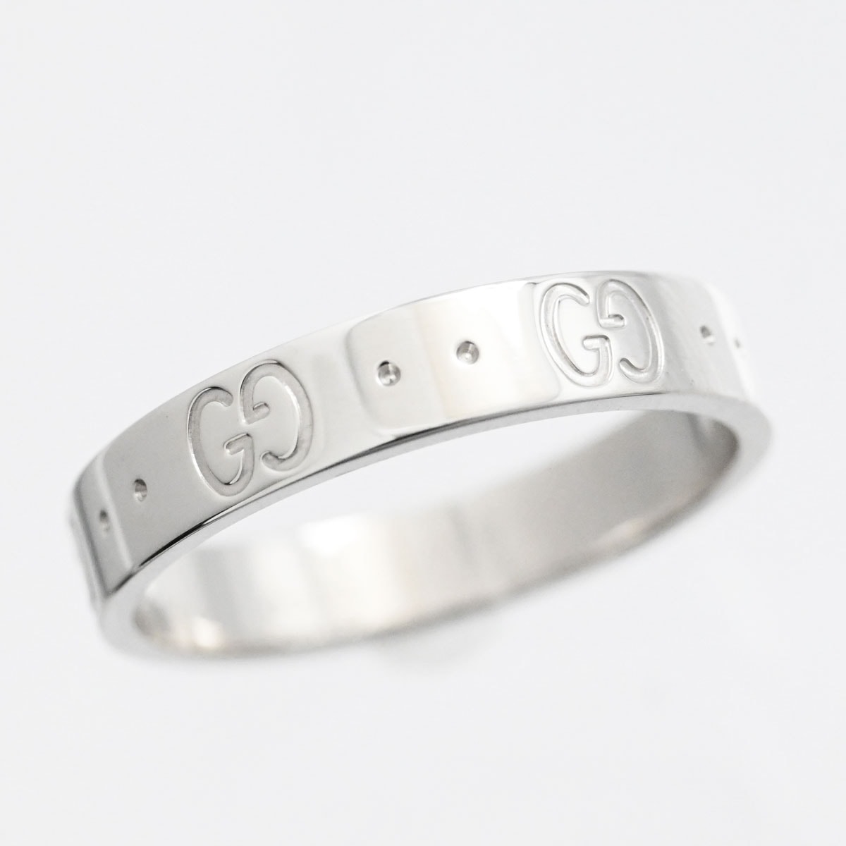 グッチ GUCCI 750ＷG ホワイトゴールド GGアイコンリング 18号 メンズ レディース  3447