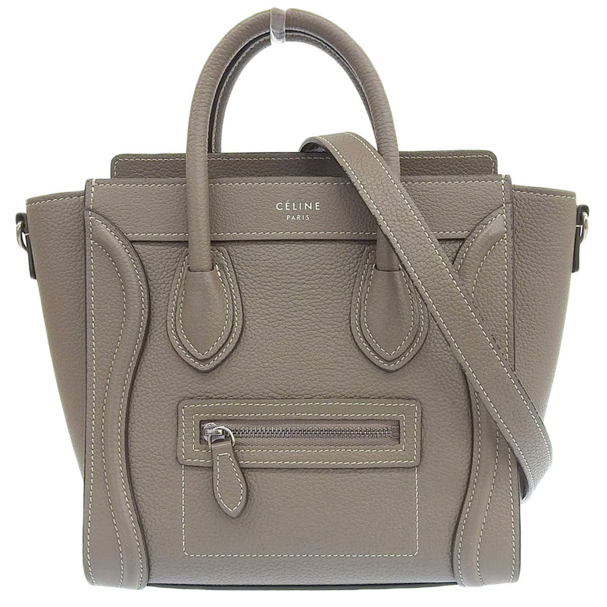 セリーヌ CELINE ラゲージ ナノショッパー 2WAY ショルダーバッグ レザー グレージュ レディース 4146