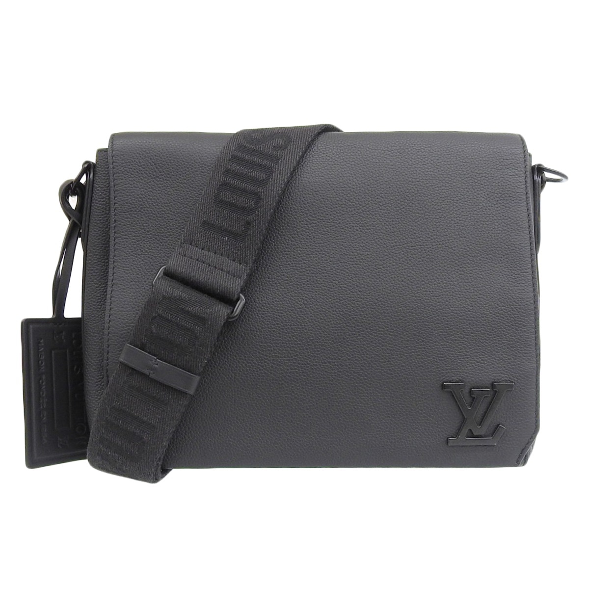 ルイヴィトン LOUIS VUITTON テイクオフ メッセンジャー アエログラム ショルダーバッグ グレインレザー ブラック メンズ M57080 4153