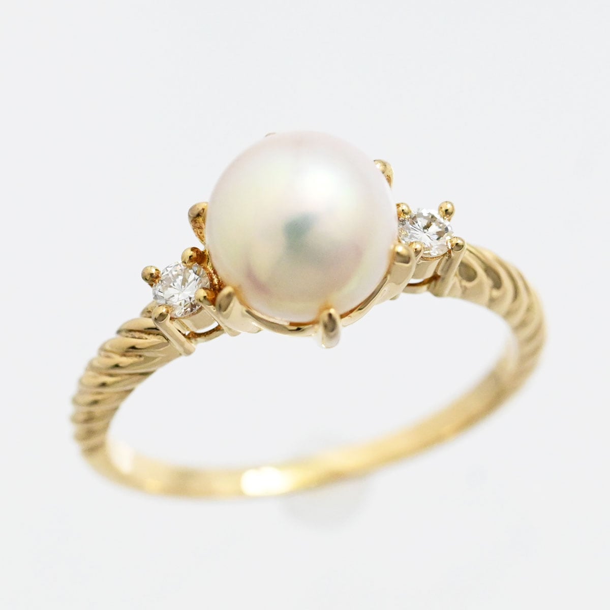 タサキ TASAKI K18YG イエローゴールド パール ダイヤ0.07ct リング 12号  3467