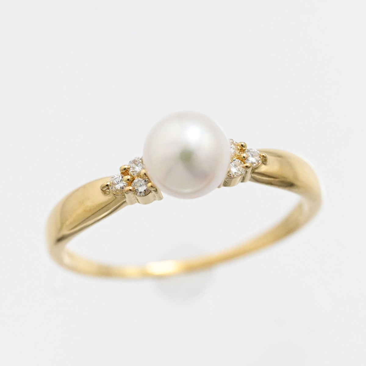 タサキ TASAKI K18YG イエローゴールド パール ダイヤ0.05ct リング 11号  3468