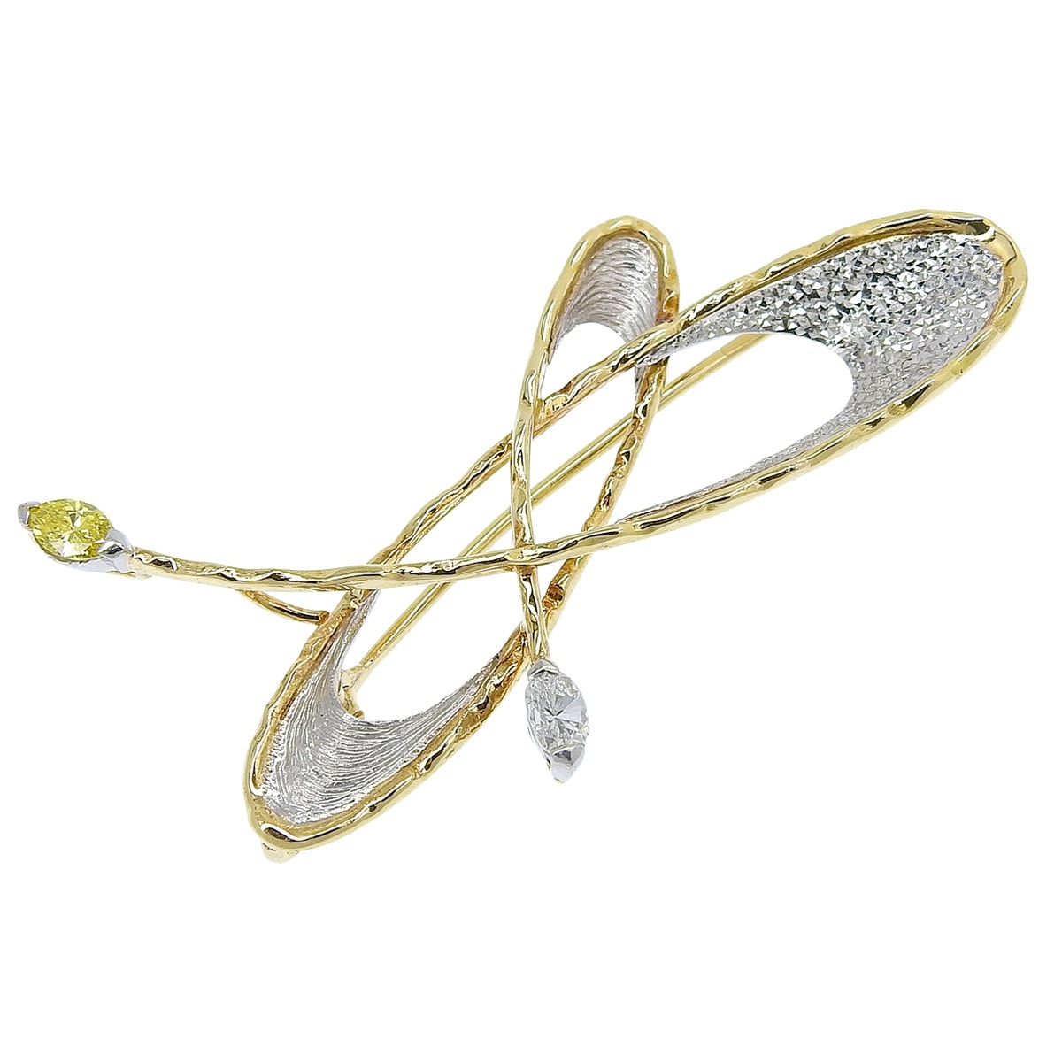 石川暢子 イシカワノブコ K18YG Pｔ900 プラチナ ダイヤモンド 0.39ct ブローチ ペンダントトップ レディース 4204