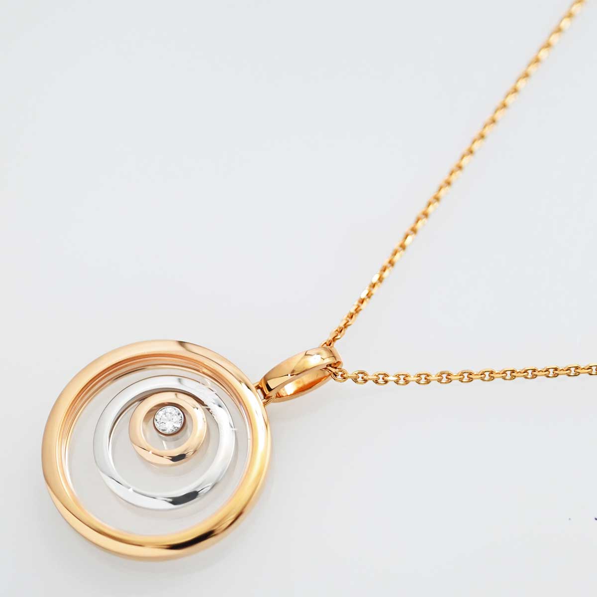 ショパール CHOPARD ハッピースピリット 750PG 750WG ピンクゴールド ホワイトゴールド ダイヤ1P ネックレス  3521