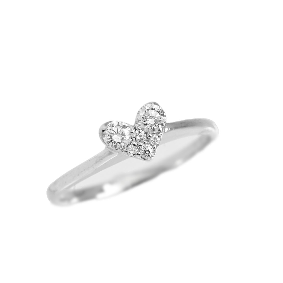 ポンテヴェキオ PONTE VECCHIO K18WG ホワイトゴールド ダイヤ0.14ct ハートモチーフ リング 9号 レディース  3513