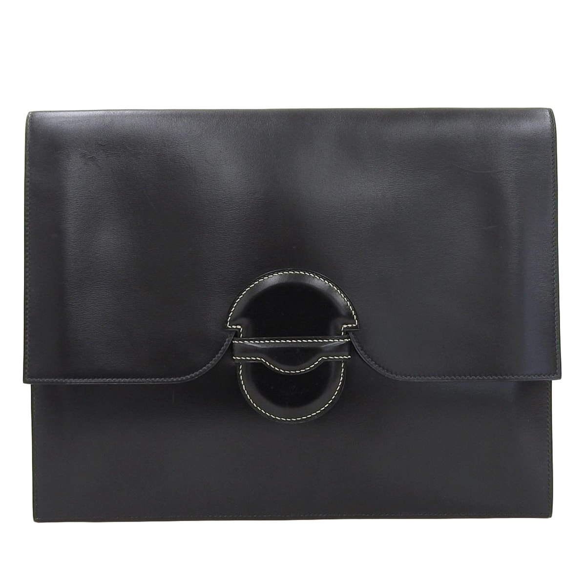 エルメス HERMES ファコGM35 クラッチバッグ セカンドバッグ カーフ ボックスカーフ ブラック メンズ レディース 〇N刻印 ヴィンテージ 4254