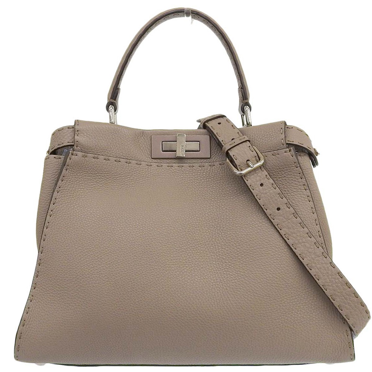 フェンディ FENDI ピーカブー ミディアム セレリア 2way ショルダーバッグ ハンドバッグ レザー ベージュ レディース  4268