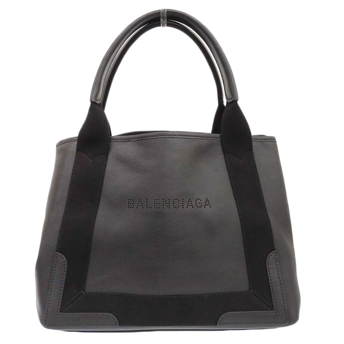 バレンシアガ BALENCIAGA ネイビーカバS トートバッグ ハンドバッグ パンチングロゴ レザー ブラック レディース 339933 4273