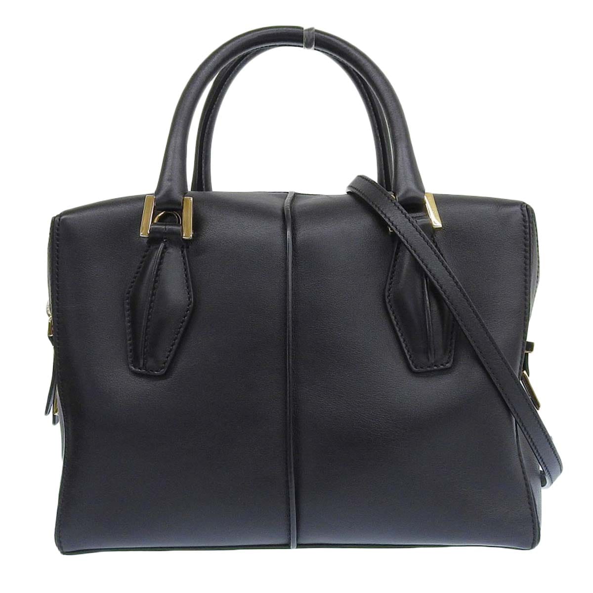 トッズ TOD'S 2way ショルダーバッグ ハンドバッグ レザー ブラック ゴールド金具 レディース 4276