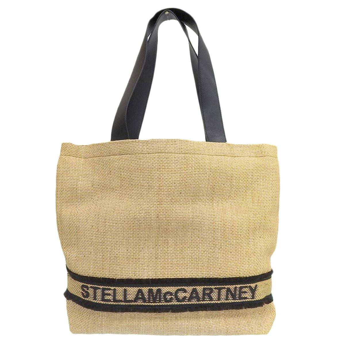 ステラマッカートニー STELLA MCCARTNEY トートバッグ かごバッグ ラフィア エコレザー ナチュラル×ブラック レディース 4278
