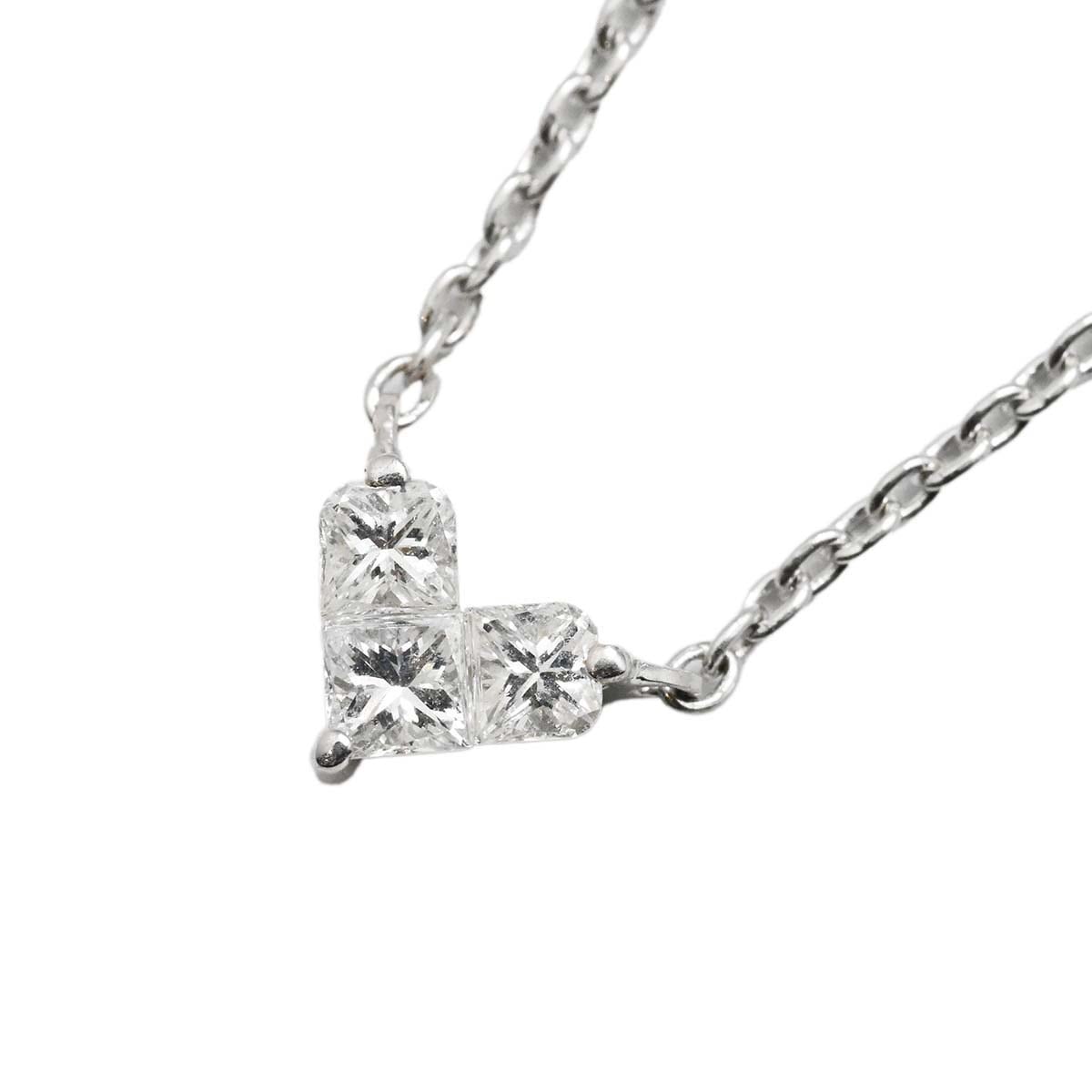スタージュエリー STAR JEWELRY K18WG ホワイトゴールド ダイヤ0.15ct ハート ネックレス レディース  3562