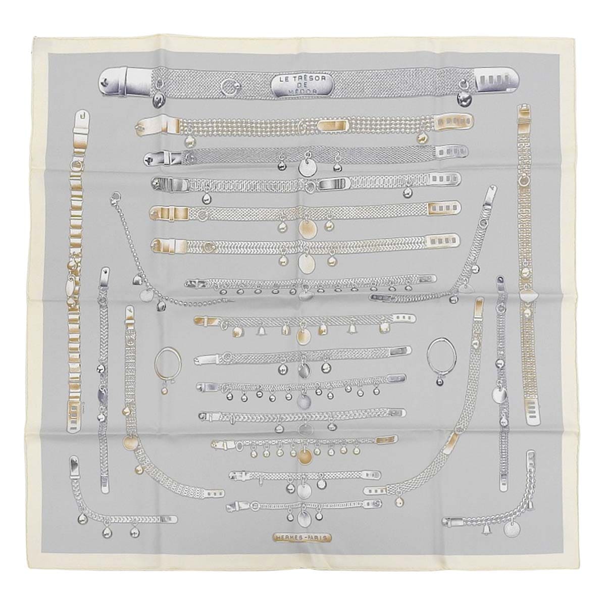 エルメス HERMES カレ90 トレゾール・ドゥ・メドール Le Tresor de Medor スカーフ シルク ホワイト系 レディース 4285