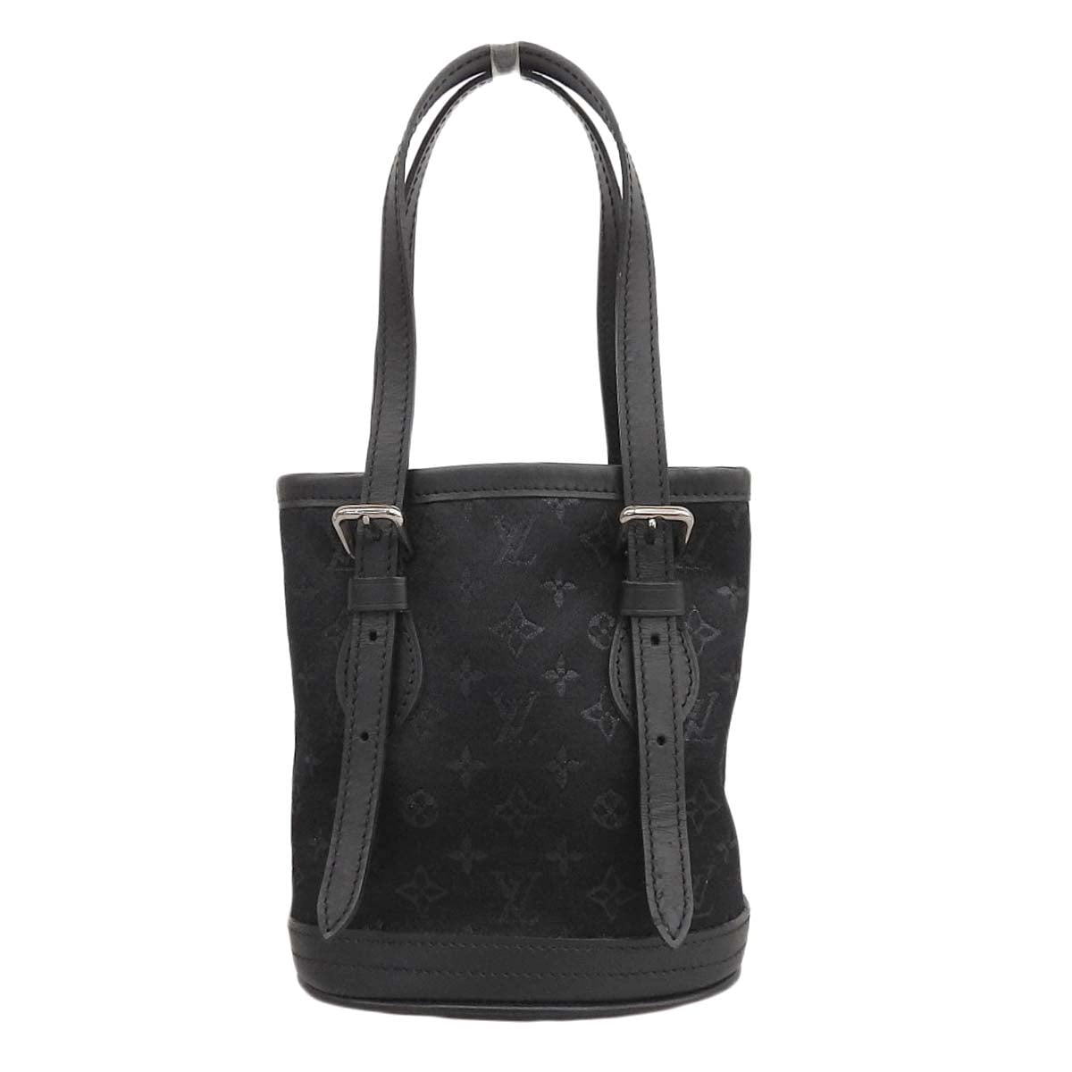 ルイヴィトン LOUIS VUITTON モノグラムサテン リトルバケット ハンドバッグ モノグラムサテン×レザー ノワール レディース M92144 4289