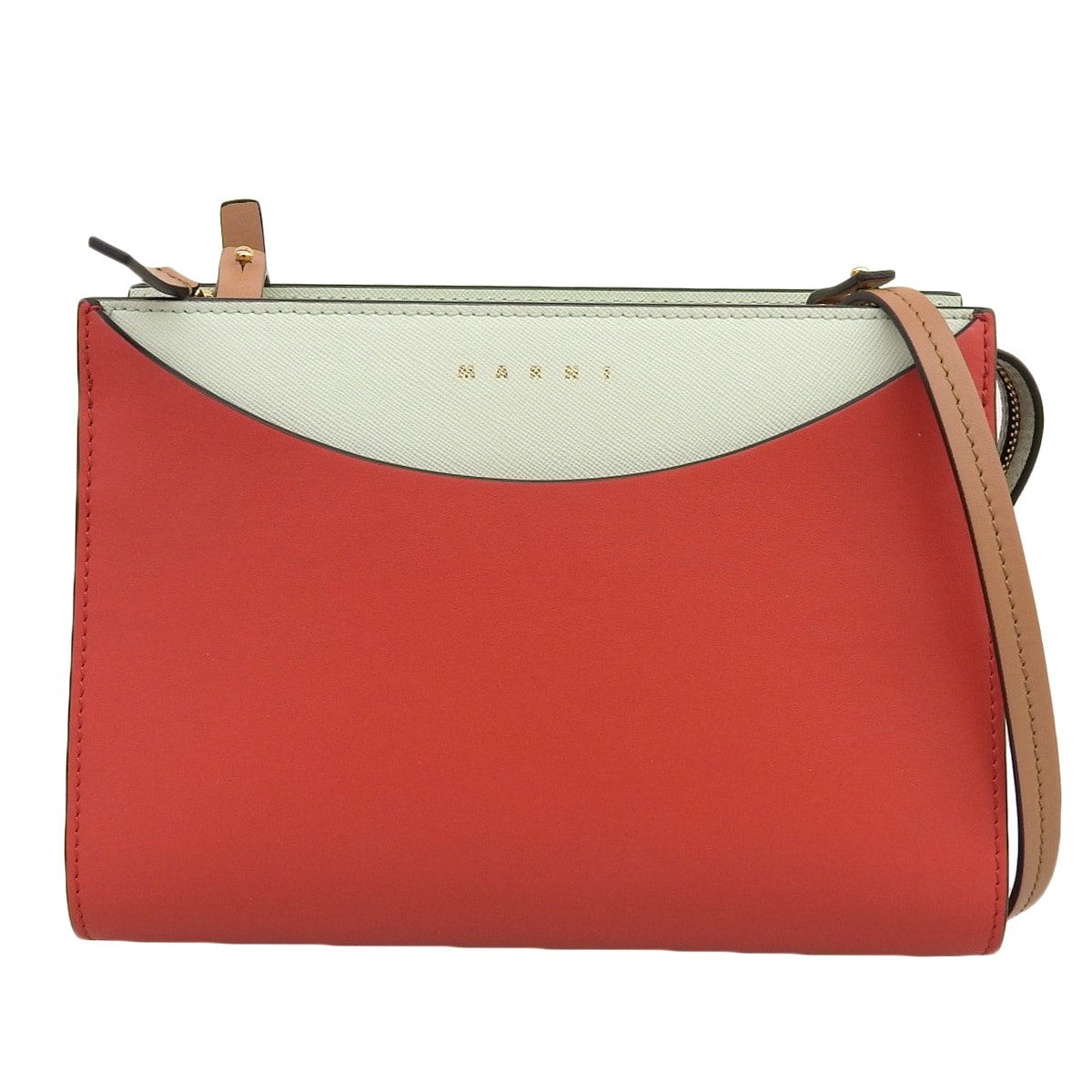 マルニ MARNI ショルダーバッグ レザー トリコロール ペパーミント レッド ベージュ レディース 4310