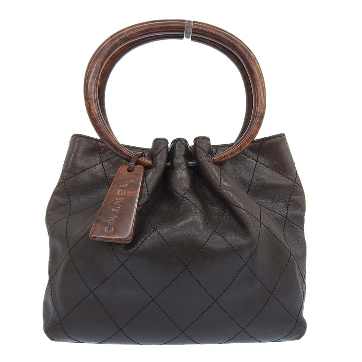 シャネル CHANEL マトラッセ ハンドバッグ キルティング 巾着 ラムスキン ブラウン レディース ６番台 4320