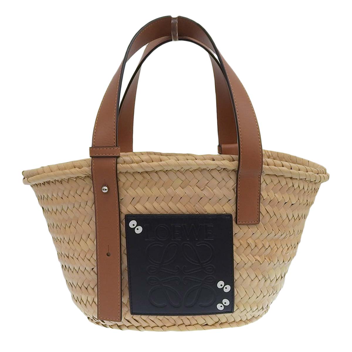 ロエベ LOEWE × となりのトトロ マックロクロスケ バスケットバッグ スモール カプセルコレクション ベージュ ラフィア カーフ レディース 4329