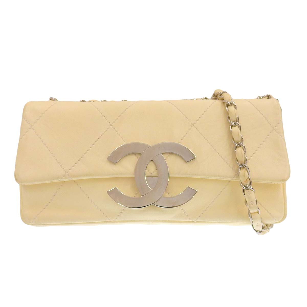 シャネル CHANEL キルティング チェーンショルダー ショルダーバッグ ラムスキン ホワイト系 レディース 9番台 4330