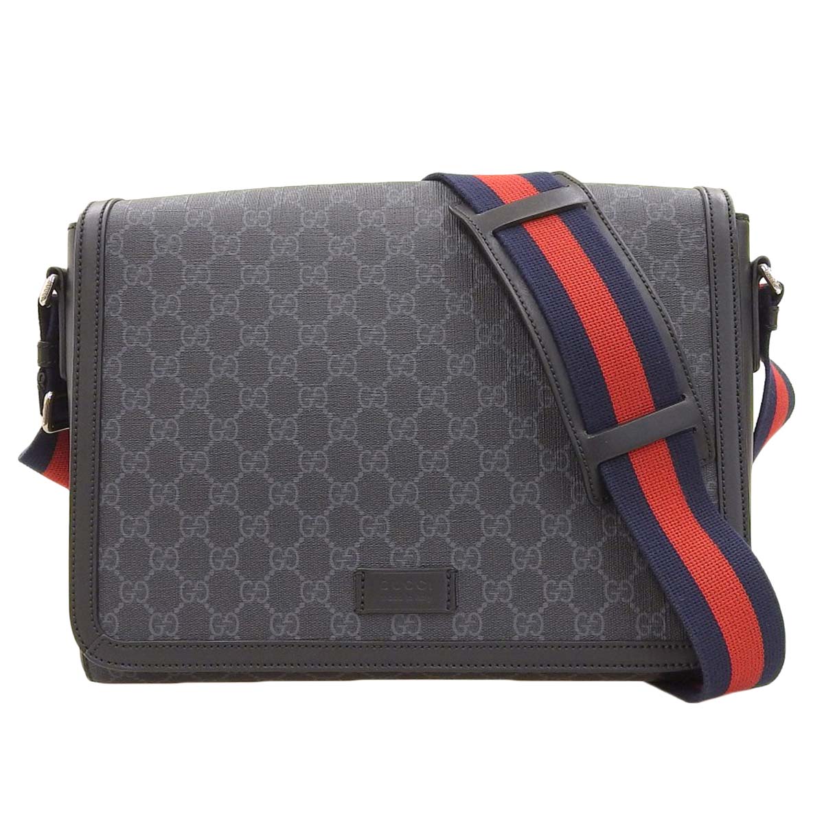 グッチ GUCCI ショルダーバッグ メッセンジャーバッグ GGスプリームキャンバス×レザー ブラック系 メンズ 4337