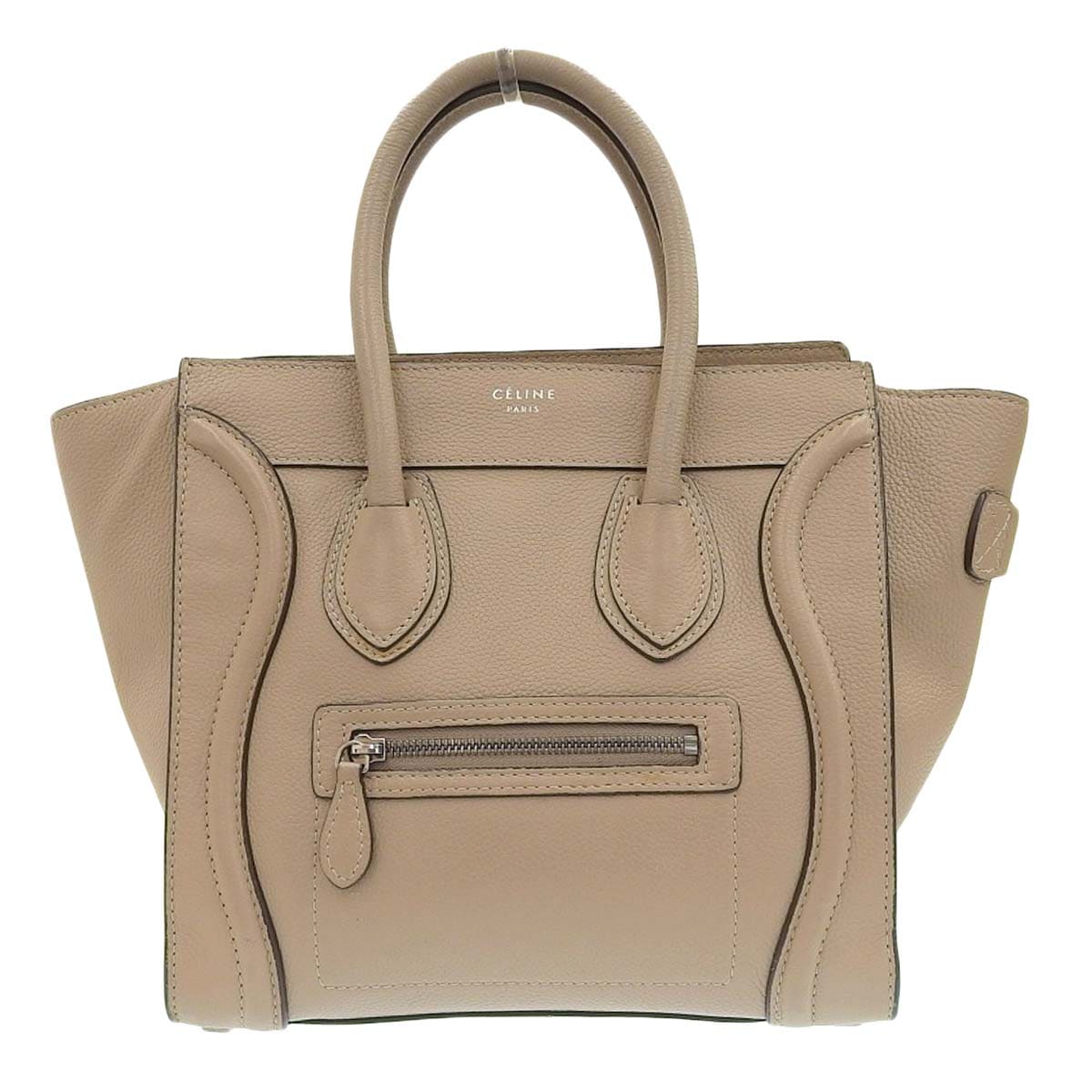 セリーヌ CELINE ラゲージ マイクロショッパー ハンドバッグ レザー ベージュ レディース 4338