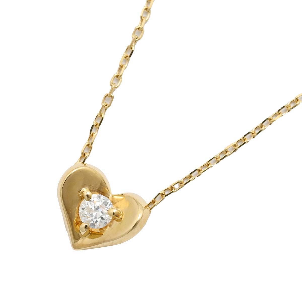 ４℃ ヨンドシー　 K18ＹG イエローゴールド ダイヤ0.066ct ハートモチーフ ネックレス レディース  3590