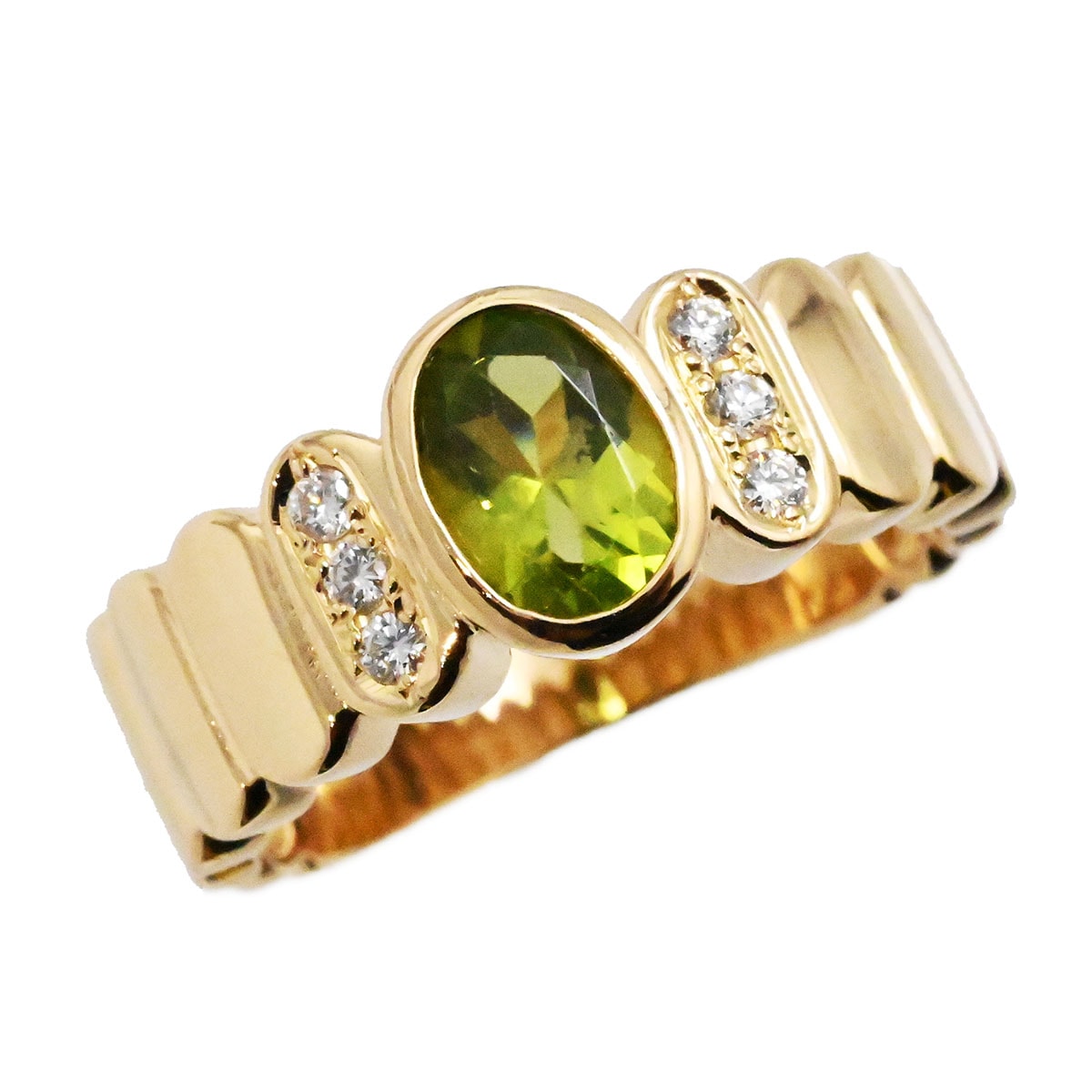 タサキ TASAKI K18ＹG イエローゴールド ペリドット ダイヤ0.07ct リング サイズ10 レディース 3625