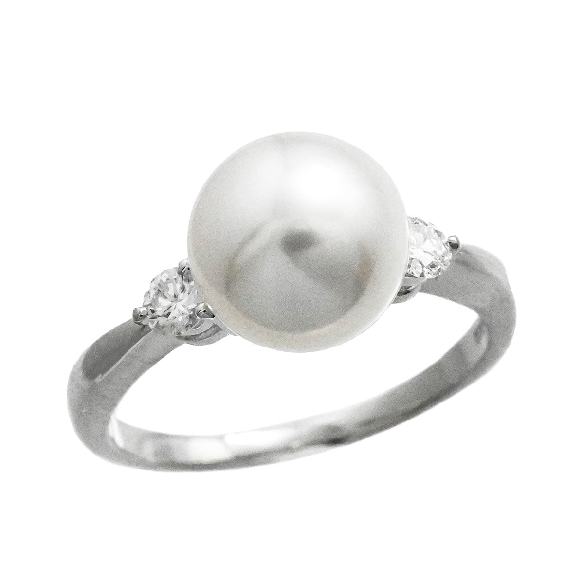 タサキ TASAKI Pt900 プラチナ ダイヤ0.16ct パール リング パール8.5ミリ あこやパール レディース 11号  3655