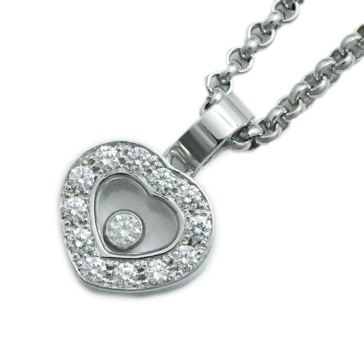 ショパール CHOPARD 750WG ホワイトゴールド ハッピーダイヤモンド ハート ダイヤ1P レディース ネックレス  3674