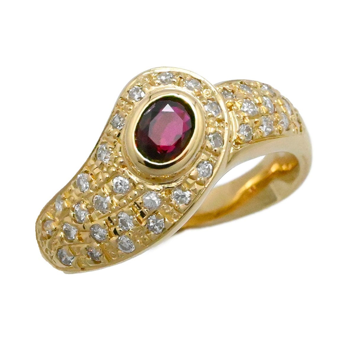 タサキ TASAKI K18YG イエローゴールド ルビー ダイヤ 0.46ct 0.35ct リング 16号 レディース  3678