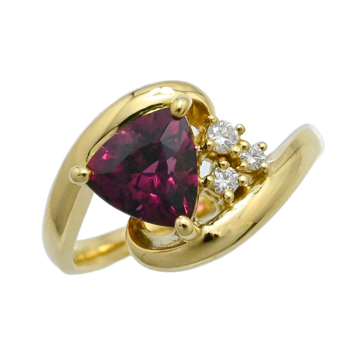 タサキ TASAKI K18YG イエローゴールド ガーネット ダイヤ0.06ct リング 9号 レディース  3679