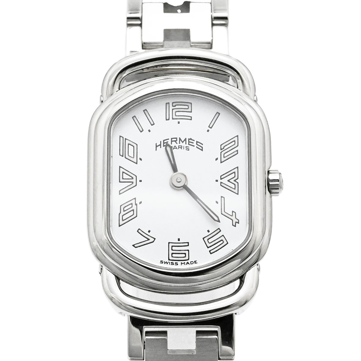 エルメス HERMES ラリー RA1.210 クォーツ SS 腕時計 ホワイト文字盤 レディース  3714