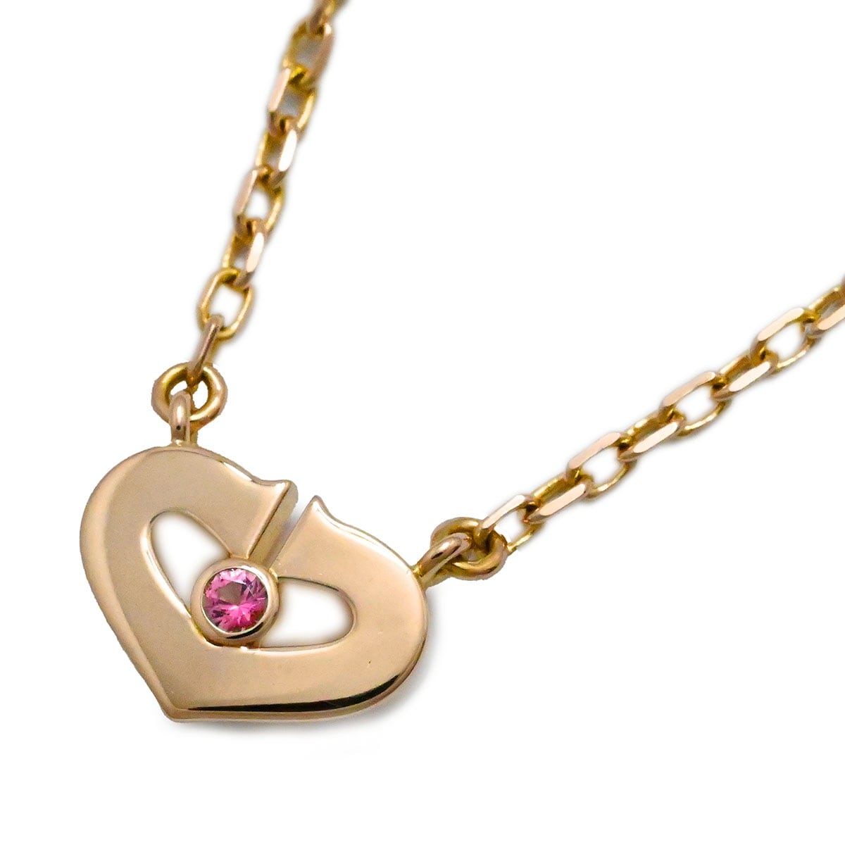 カルティエ CARTIER 750PG ピンクゴールド ピンクサファイア Cハート ネックレス レディース  3740