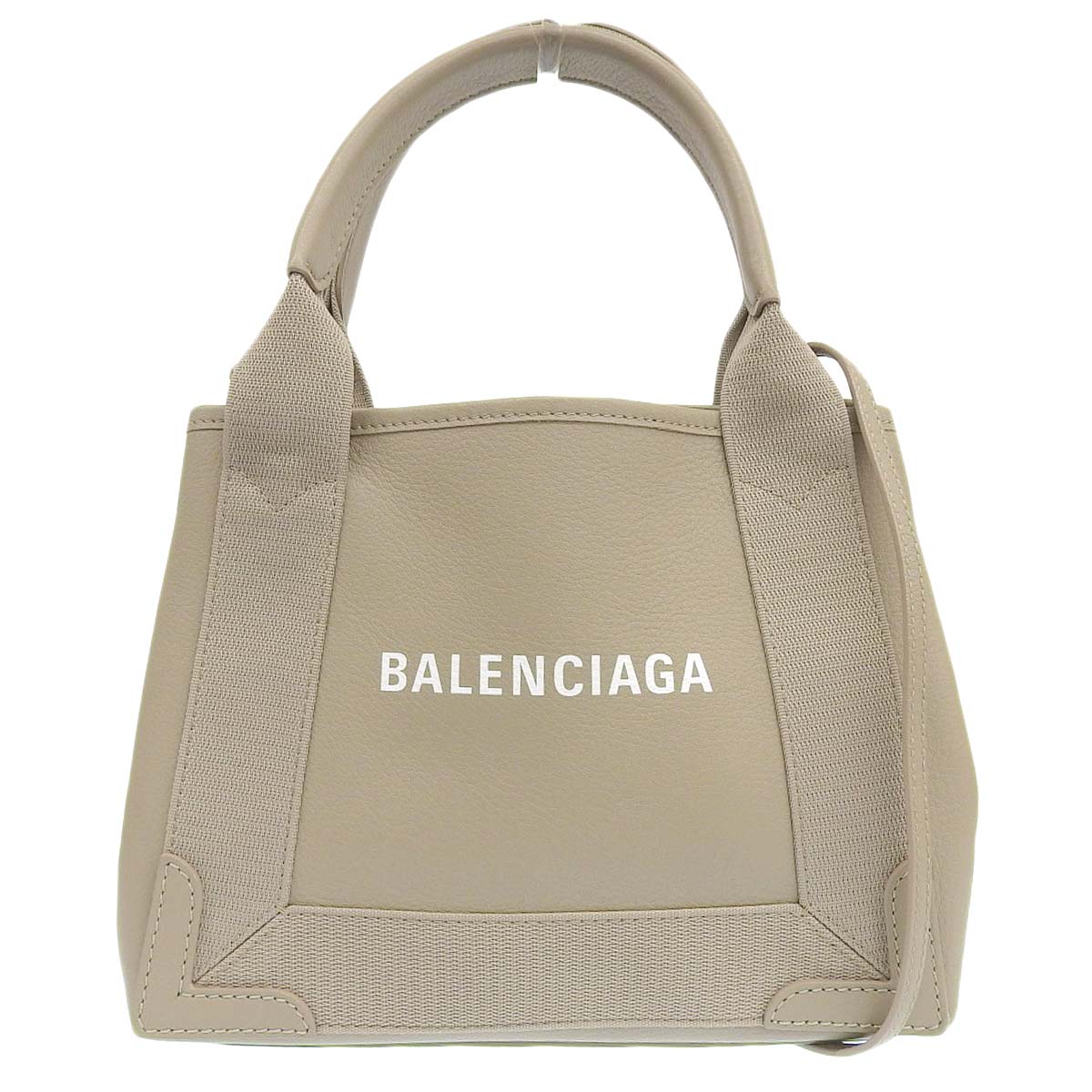 バレンシアガ BALENCIAGA ネイビーカバス ポーチ付 2way ショルダーバッグ ハンドバッグ レザー キャンバス グレージュ レディース 4464