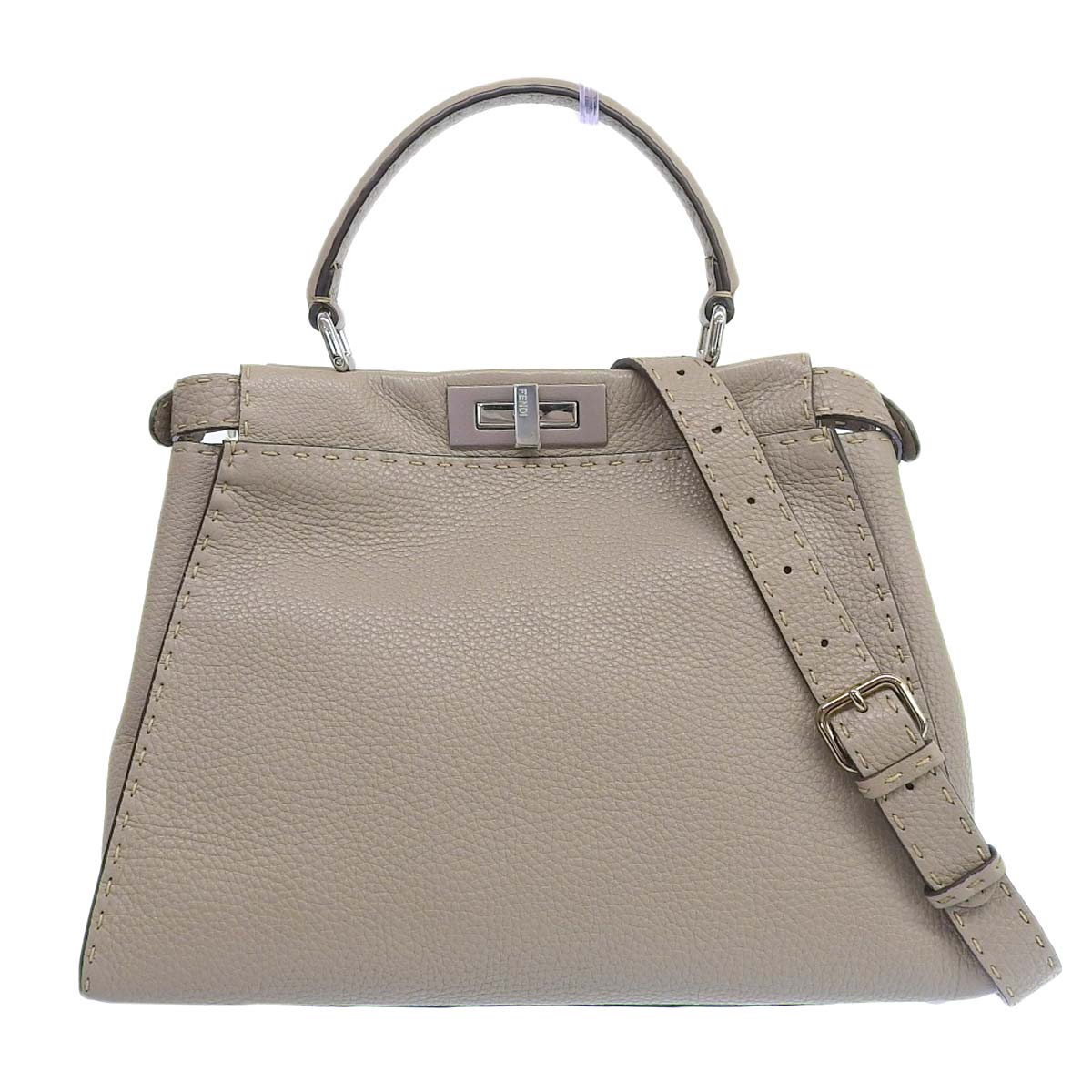 フェンディ FENDI ピーカブー ミディアム セレリア 2way ショルダーバッグ ハンドバッグ レザー グレージュ レディース 4472