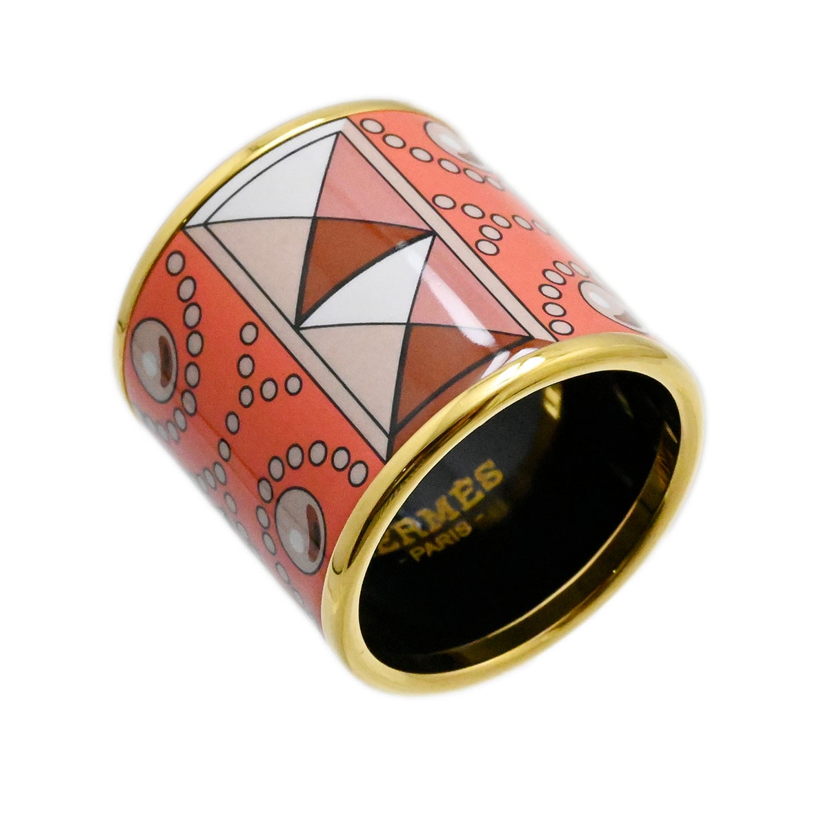 エルメス HERMES スカーフリング コリエドシアン COLLIRRS DE CHIENS ピンク メタル エナメル  3748