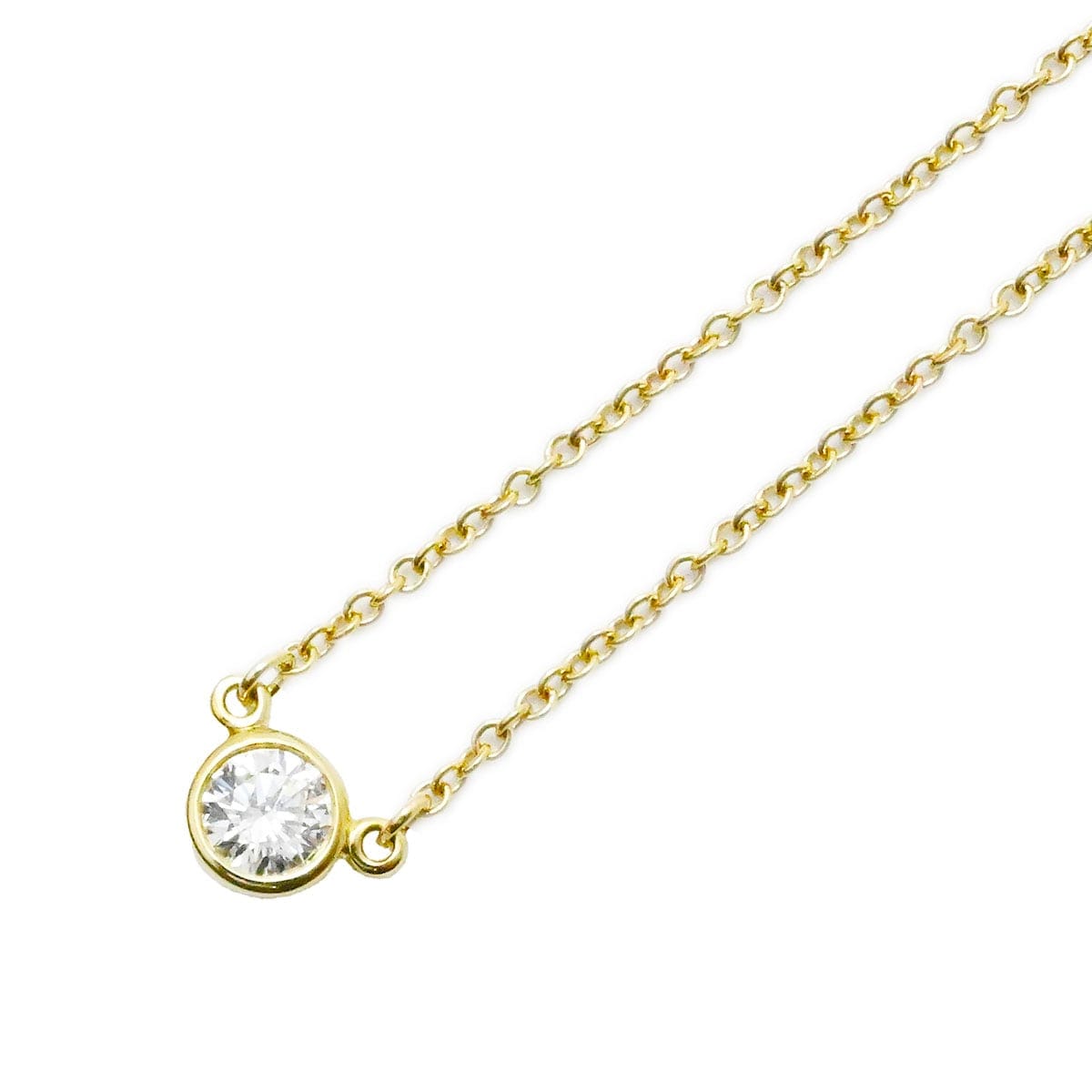 ティファニー TIFFANY & Co. 750YG エルサペレッティイエローゴールド ダイヤ1P バイザヤード ネックレス レディース 3753