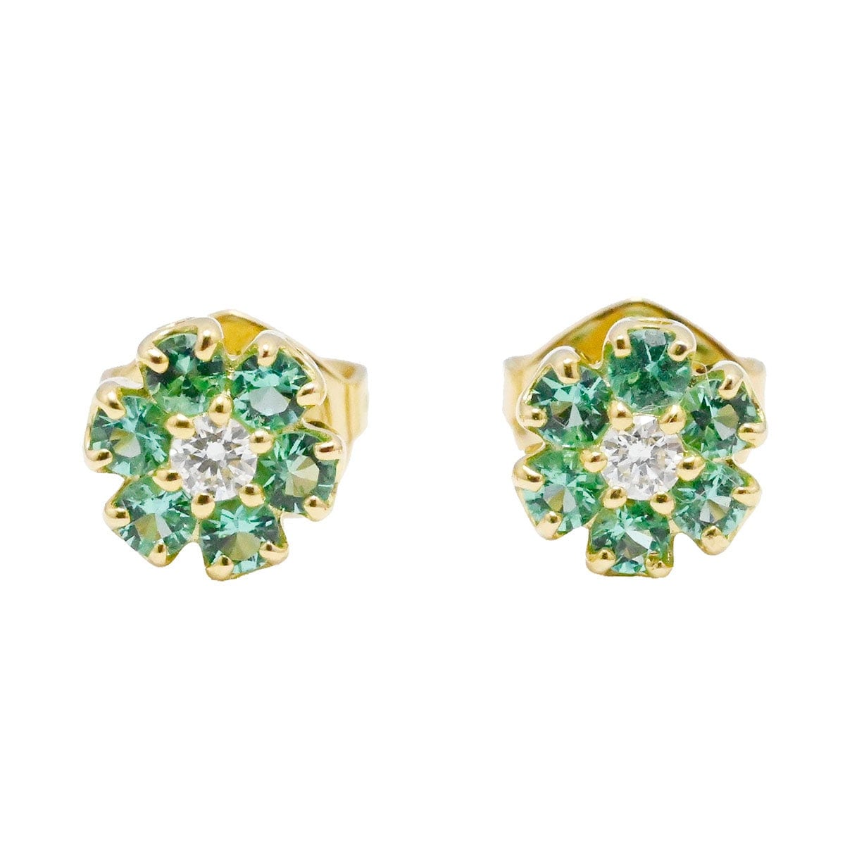 ポンテヴェキオ PONTE VECCHIO K18ＹG イエローゴールド エメラルド0.08ct ダイヤ0.01ct フラワーモチーフピアス レディース 3754