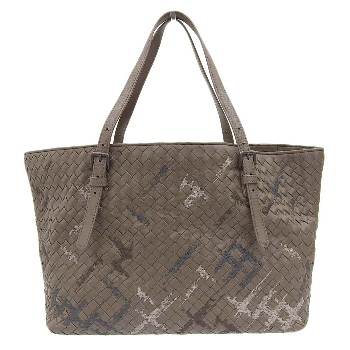 ボッテガヴェネタ BOTTEGA VENETA カバ イントレチャート トートバッグ ハンドバッグ レザー カーキ系 レディース 4514