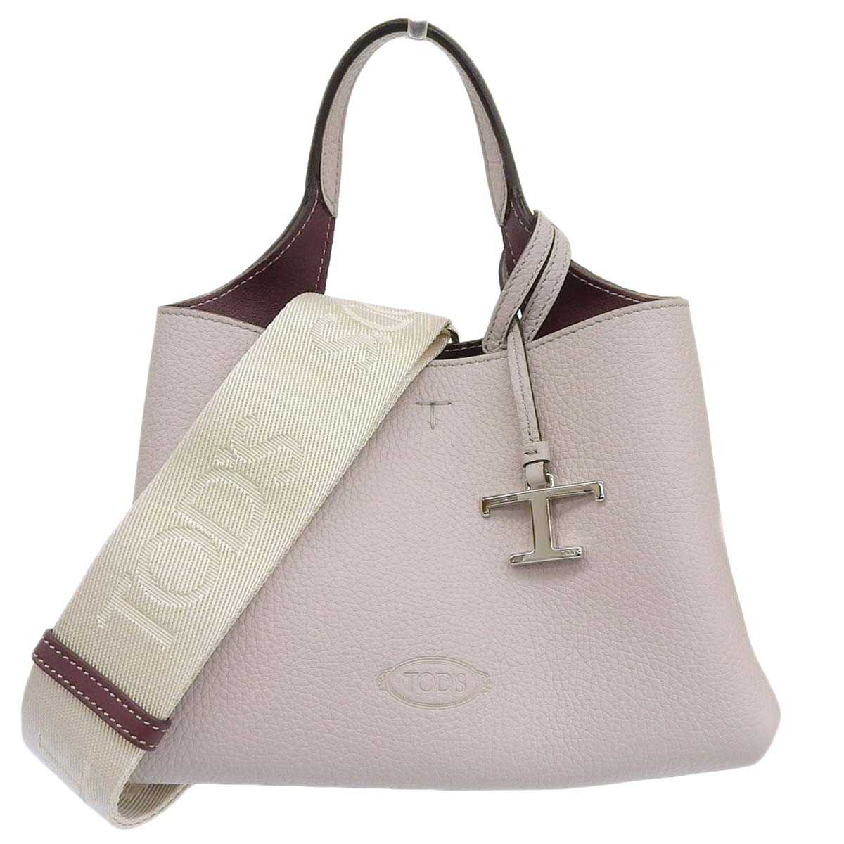 トッズ TOD'S Tタイム 2WAY ハンドバッグ ショルダーバッグ レザー ホワイト系 レディース 4522