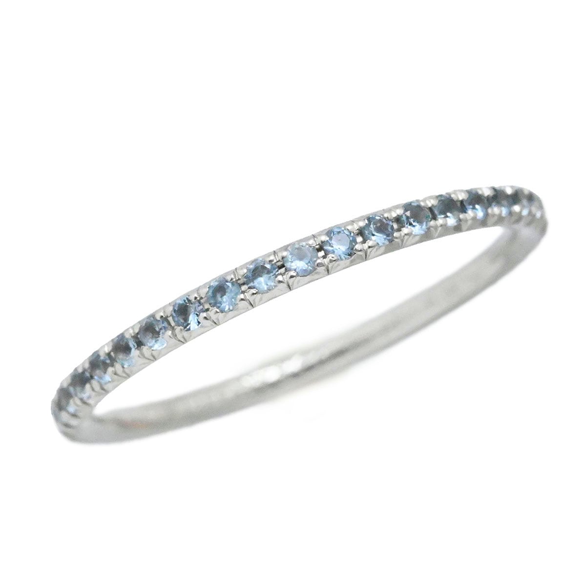 ティファニー TIFFANY & Co. 750WG ホワイトゴールド メトロリング フルエタニティ アクアマリン 10号 レディース  3765