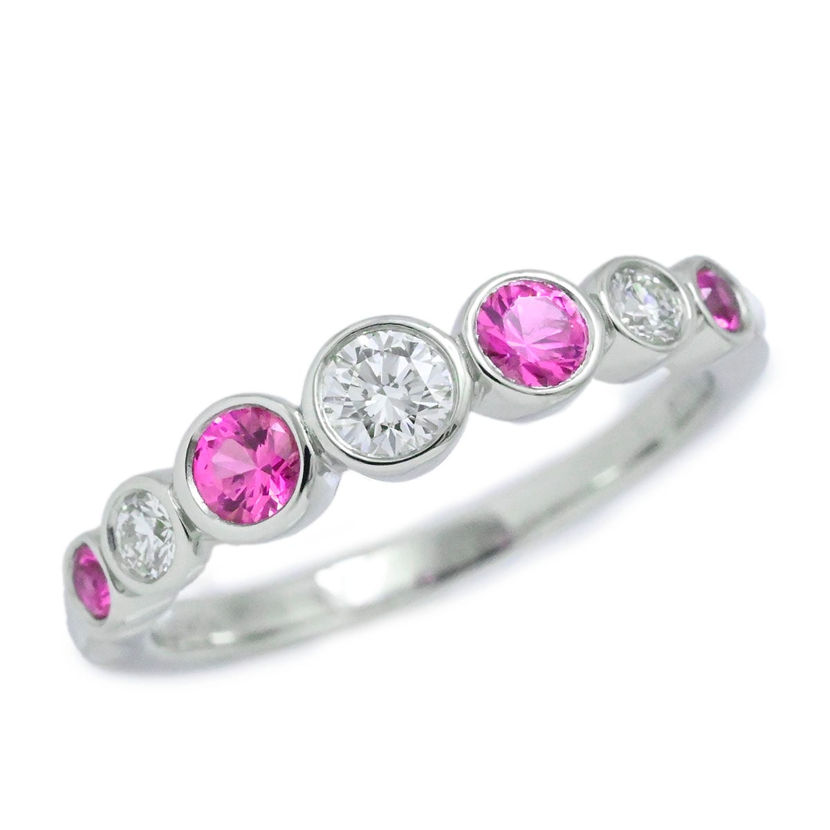 ティファニー TIFFANY & Co. Pt950 プラチナ ピンクサファイア ダイヤ ジャズグラジェエイテッド リング 10号 レディース  3802