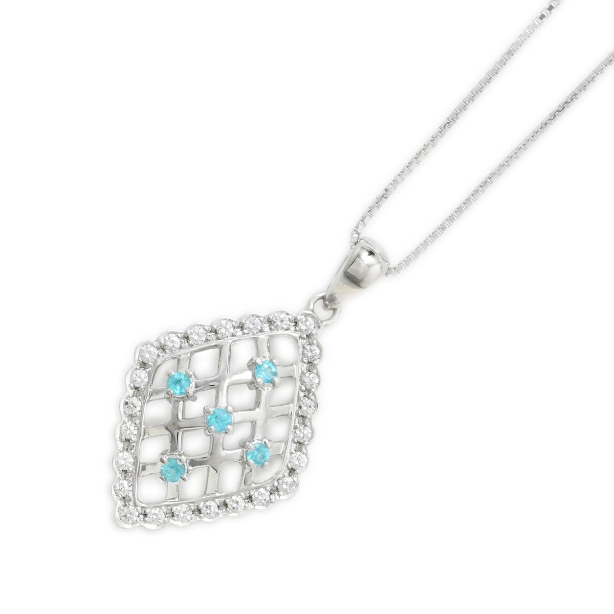 タサキ TASAKI TASAKI Pt850/900 プラチナ ダイヤ0.33ct パライバトルマリン0.18ct ネックレス レディース  3803