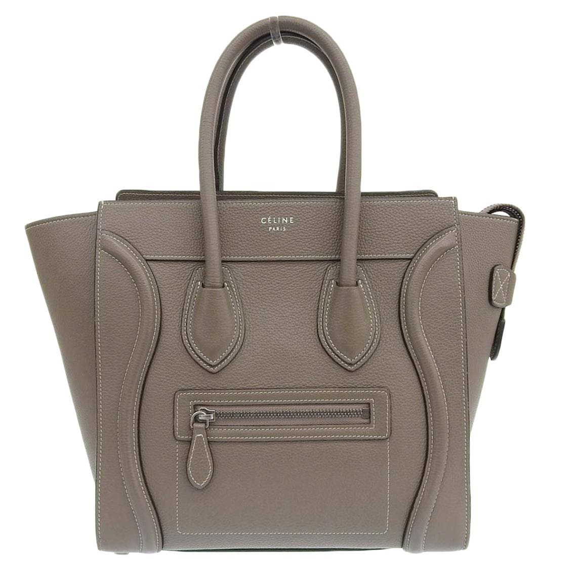 セリーヌ CELINE ラゲージ マイクロショッパー トートバック ハンドバック レザー グレージュ レディース 4570