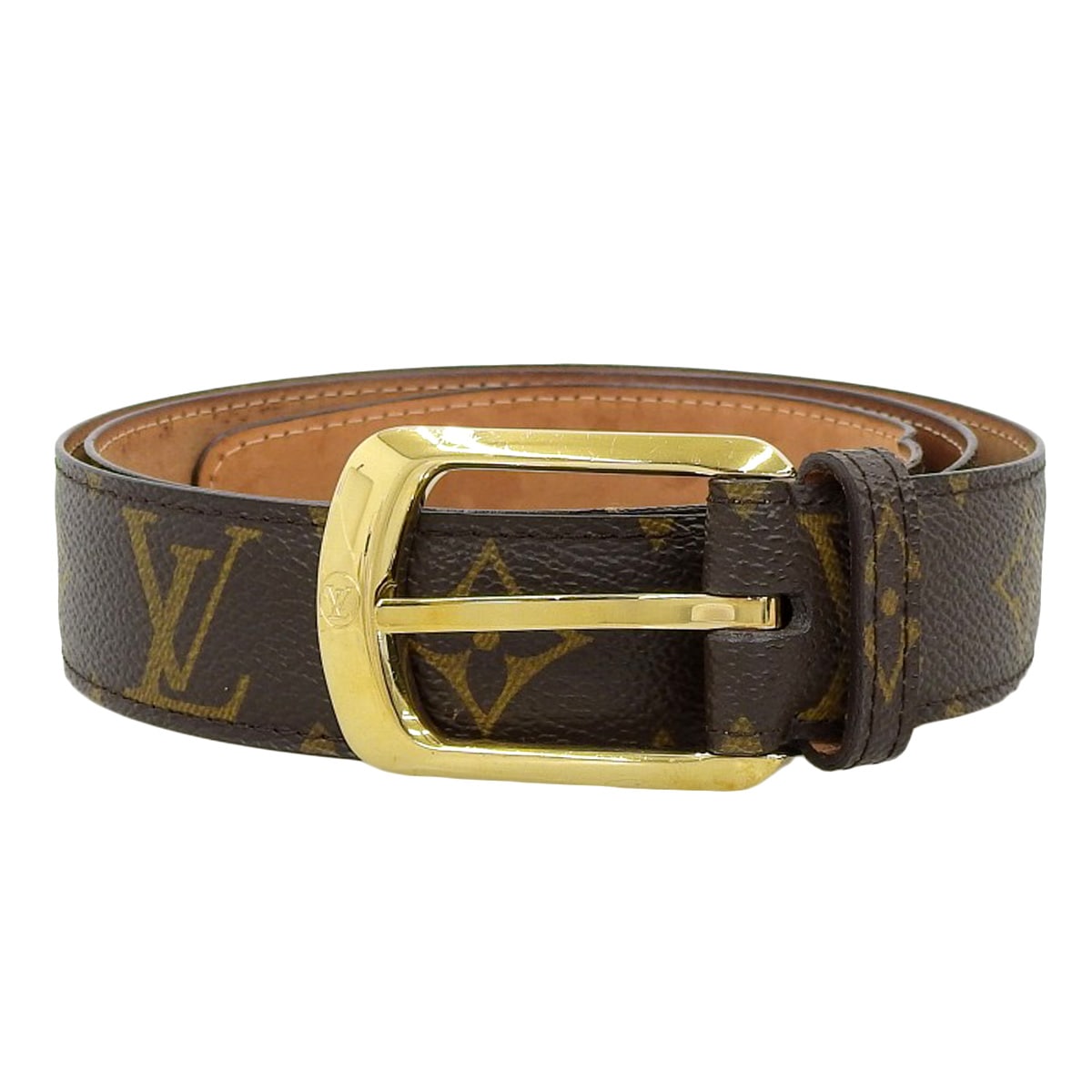 ルイヴィトン LOUIS VUITTON モノグラム サンチュールエリプス ベルト モノグラムキャンバス ブラウン ゴールド金具 85cm レディース M6919 4582