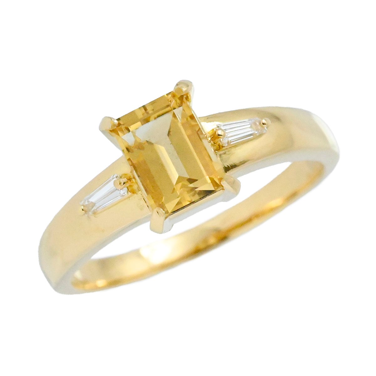 タサキ TASAKI K18YG イエローゴールド シトリン ダイヤ0.10ct リング 指輪 サイズ19号 レディース  3850