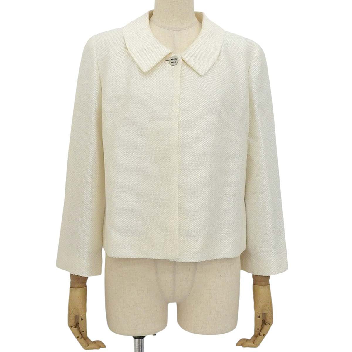 シャネル CHANEL ジャケット 1つボタン コットン ホワイト 40 レディース 4612