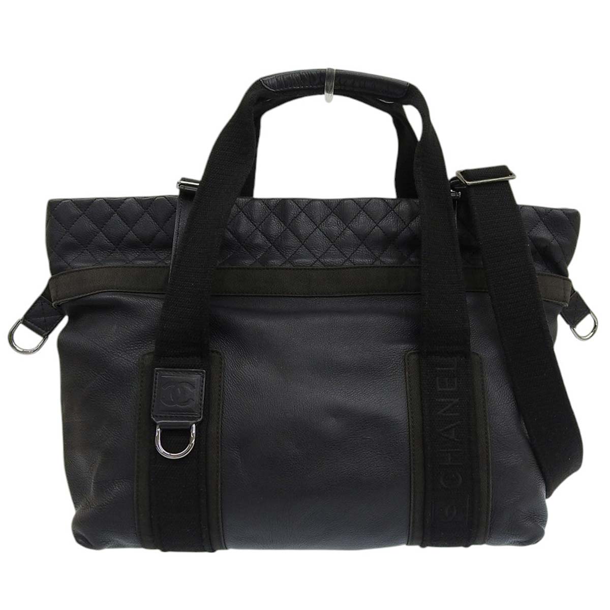 シャネル CHANEL スポーツライン 2WAYバッグ ショルダーバッグ ボストンバッグ トートバッグ  レザー ブラック レディース 12番台 4616