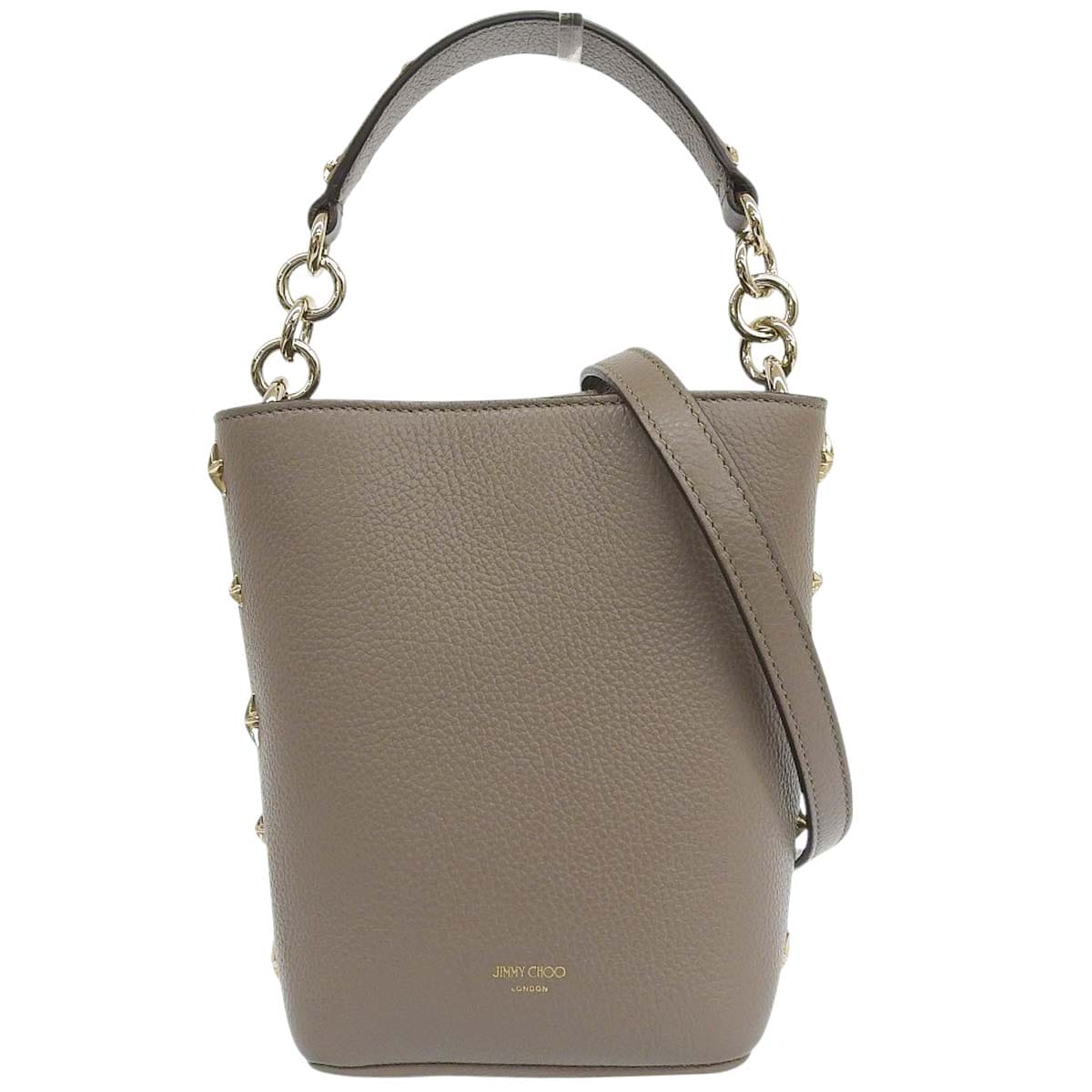 ジミーチュウ JIMMY CHOO 2WAY ハンドバッグ ショルダーバッグ 斜め掛け 星型スタッズ レザー グレージュ レディース 4631