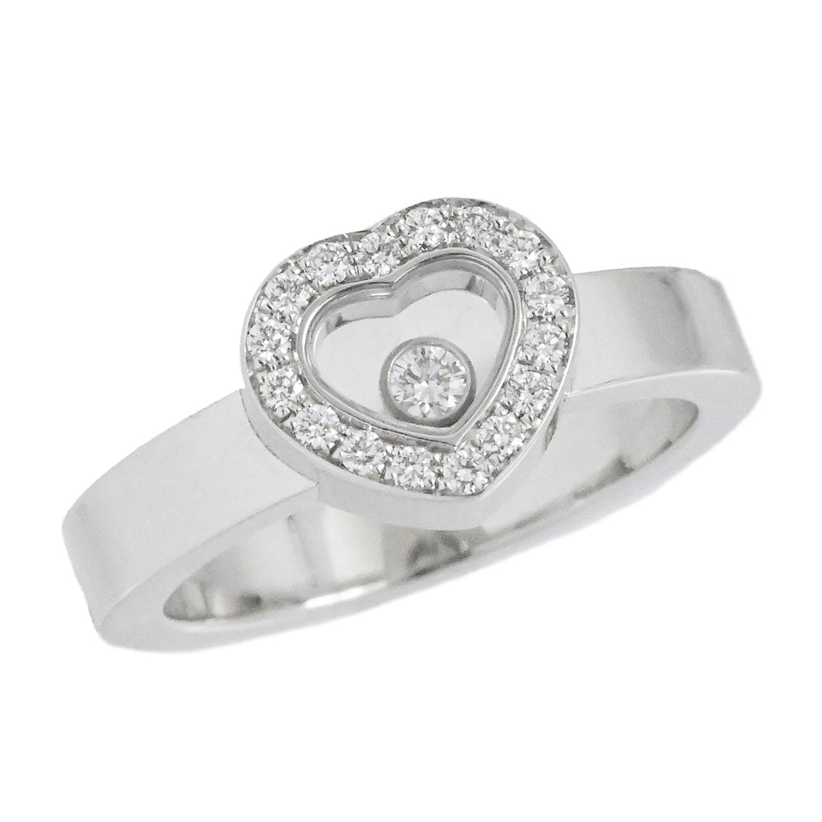 ショパール CHOPARD 750WG K18WG ホワイトゴールド ハッピーダイヤモンド ダイヤ1P ハートモチーフダイヤ 指輪 サイズ11 レディース  3863